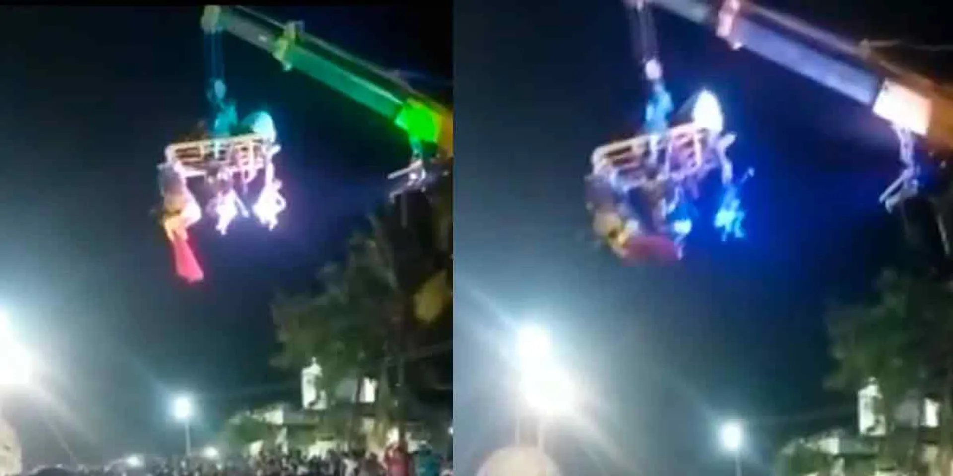 Crane overturns at temple festival, 3 injured