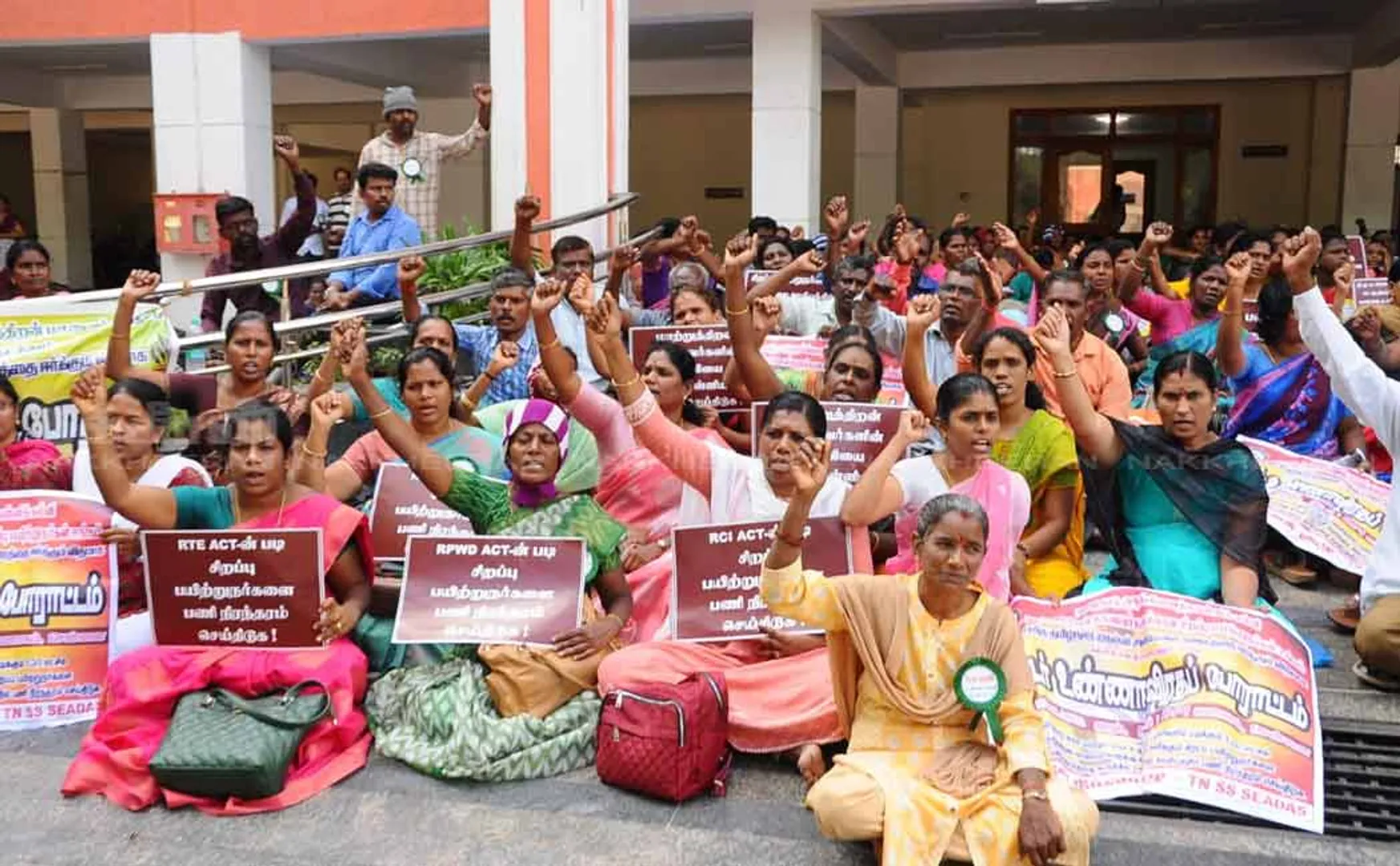 tamilnadu special teachers job permanent issue at dpi campus 