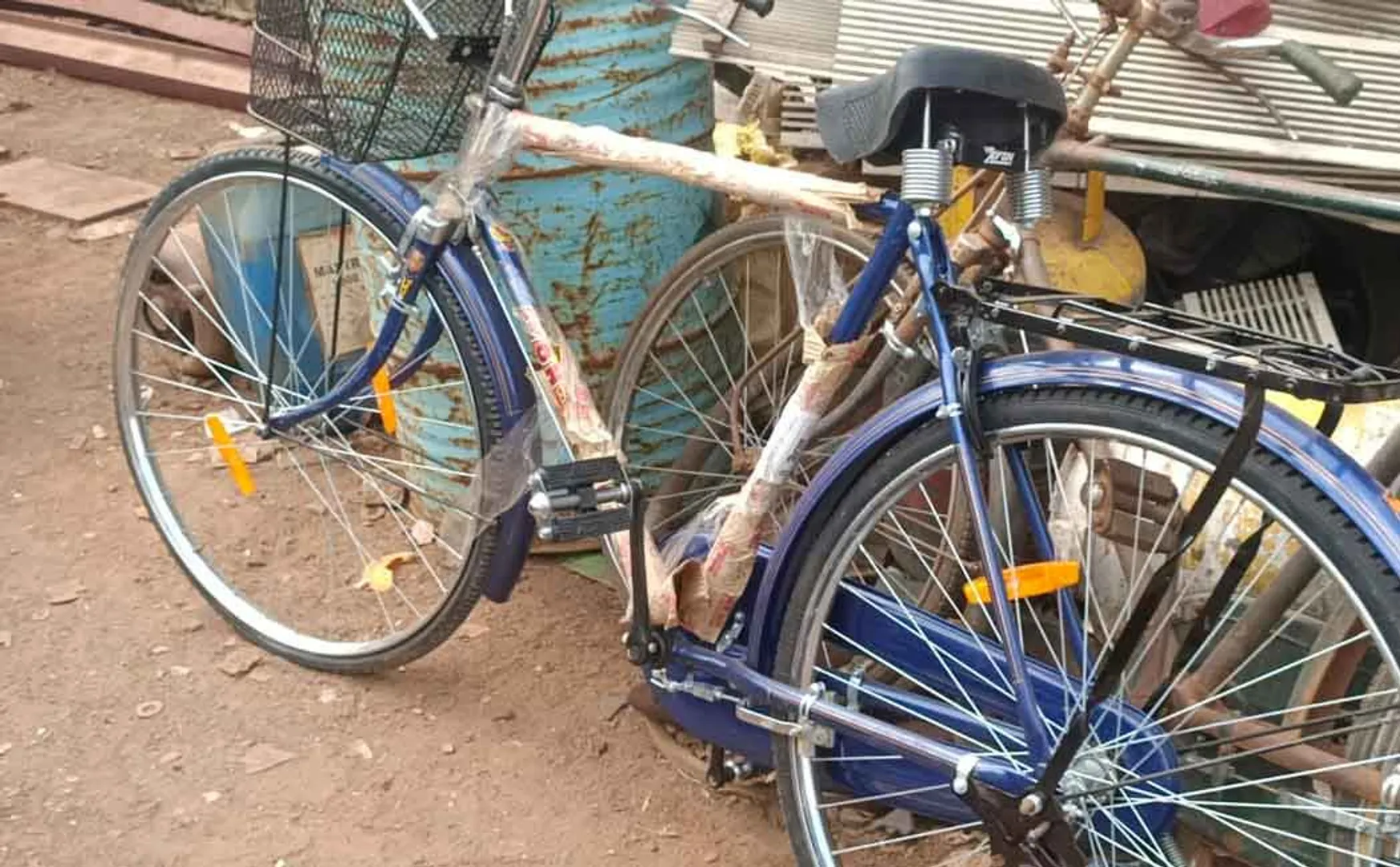 Free bicycles for government school students were left in the iron shop  