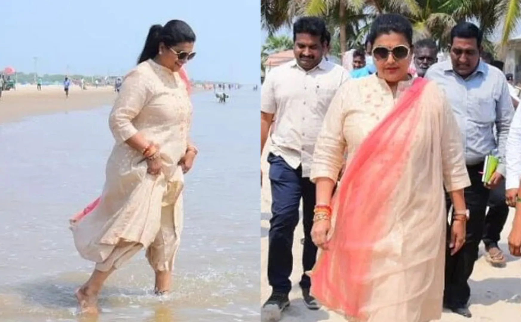 Minister Roja beach slippers controversy