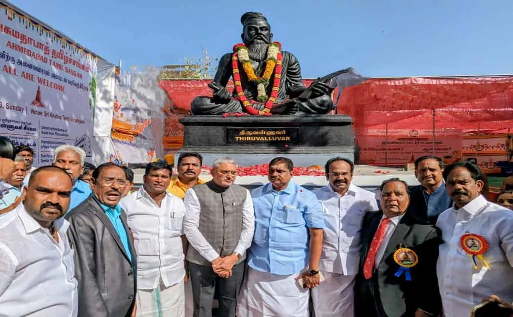 thiruvalluvar statue opening ceremony in gujarat tamil nadu minister participated 