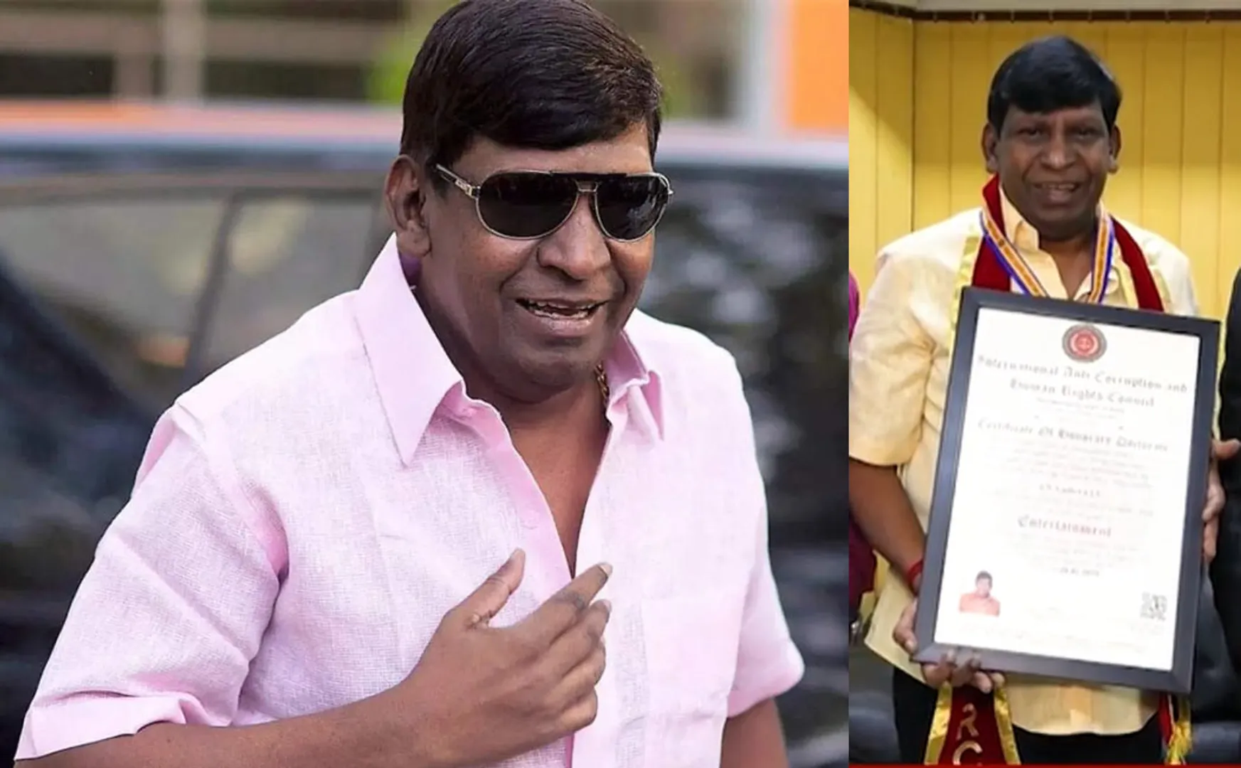 Vadivelu received an honorary doctorate under entertainment category