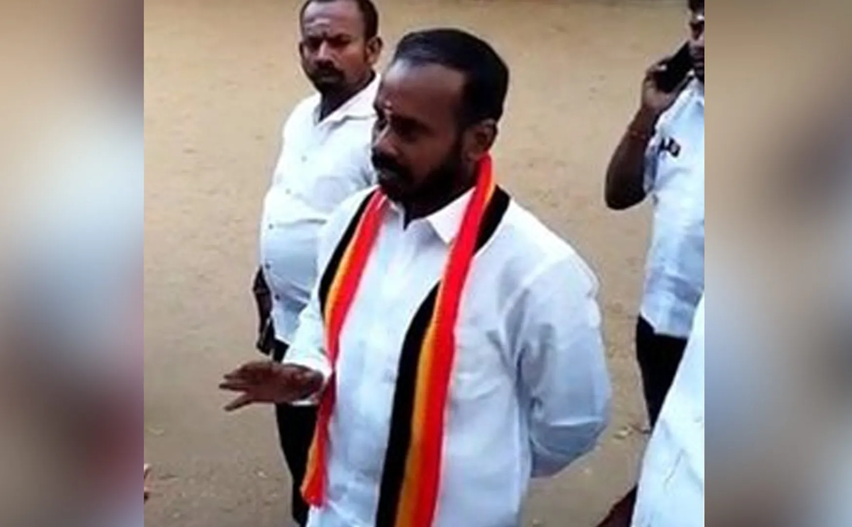 Opposition to DMDK candidate Anand who came to vote in party clothes