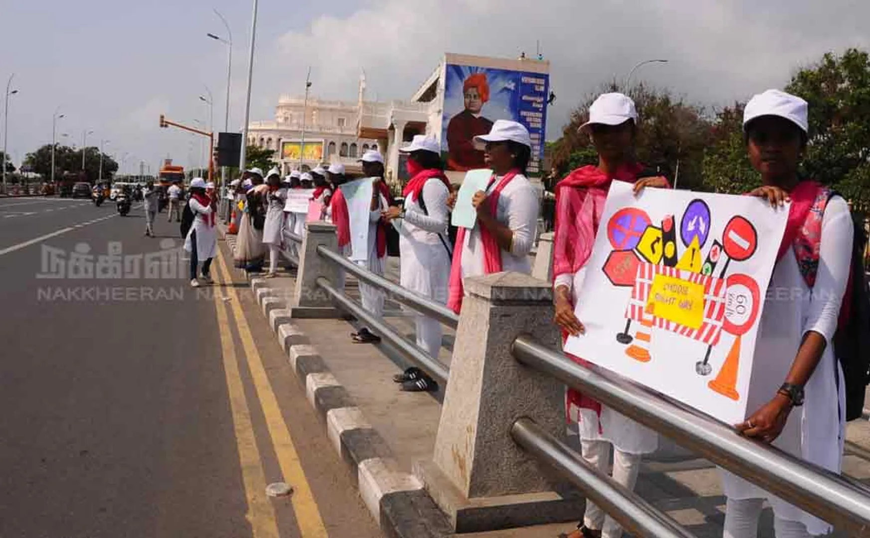 queens maris college students rally for traffic awareness 
