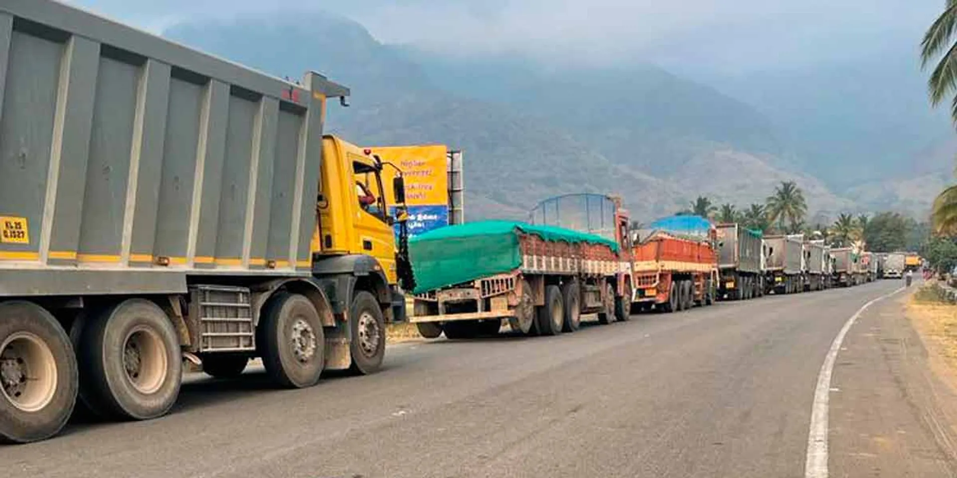 Mineral looting; Heavy trucks marching along the highway