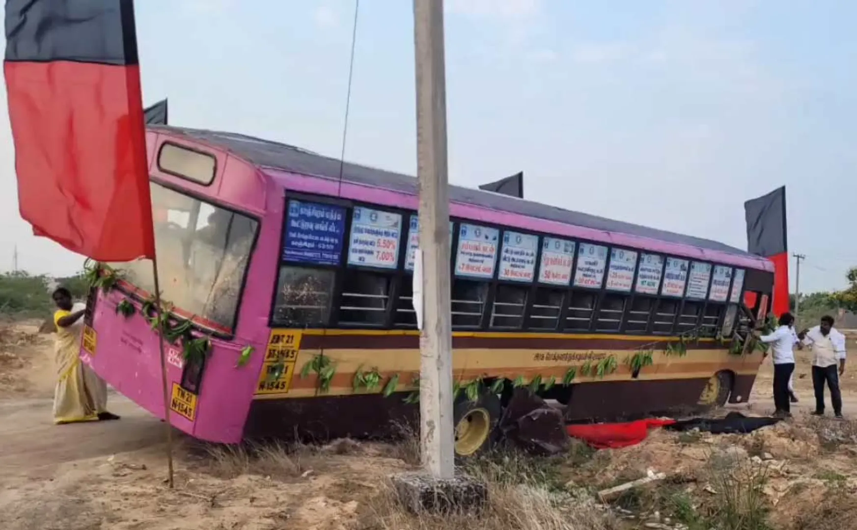 MLA Ezhilarasan pushed the government bus into ditch