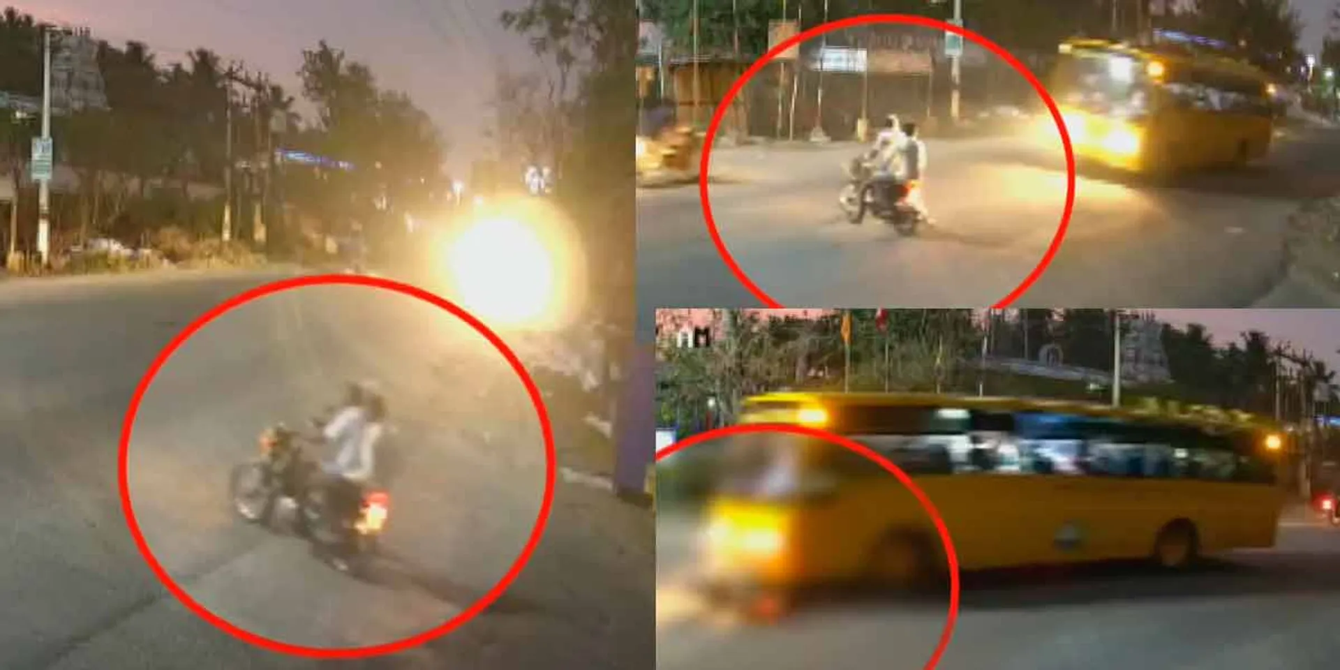  College bus collides with father and son - shocking CCTV footage