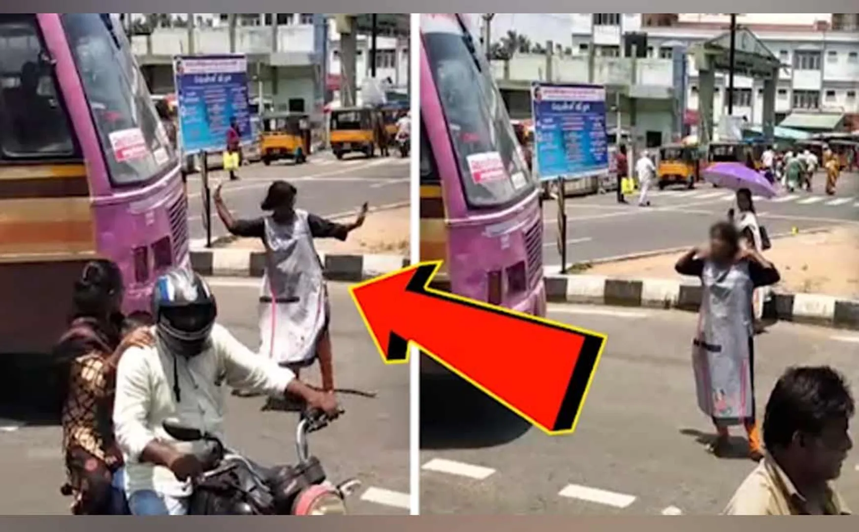 Drunk woman obstructs traffic on road