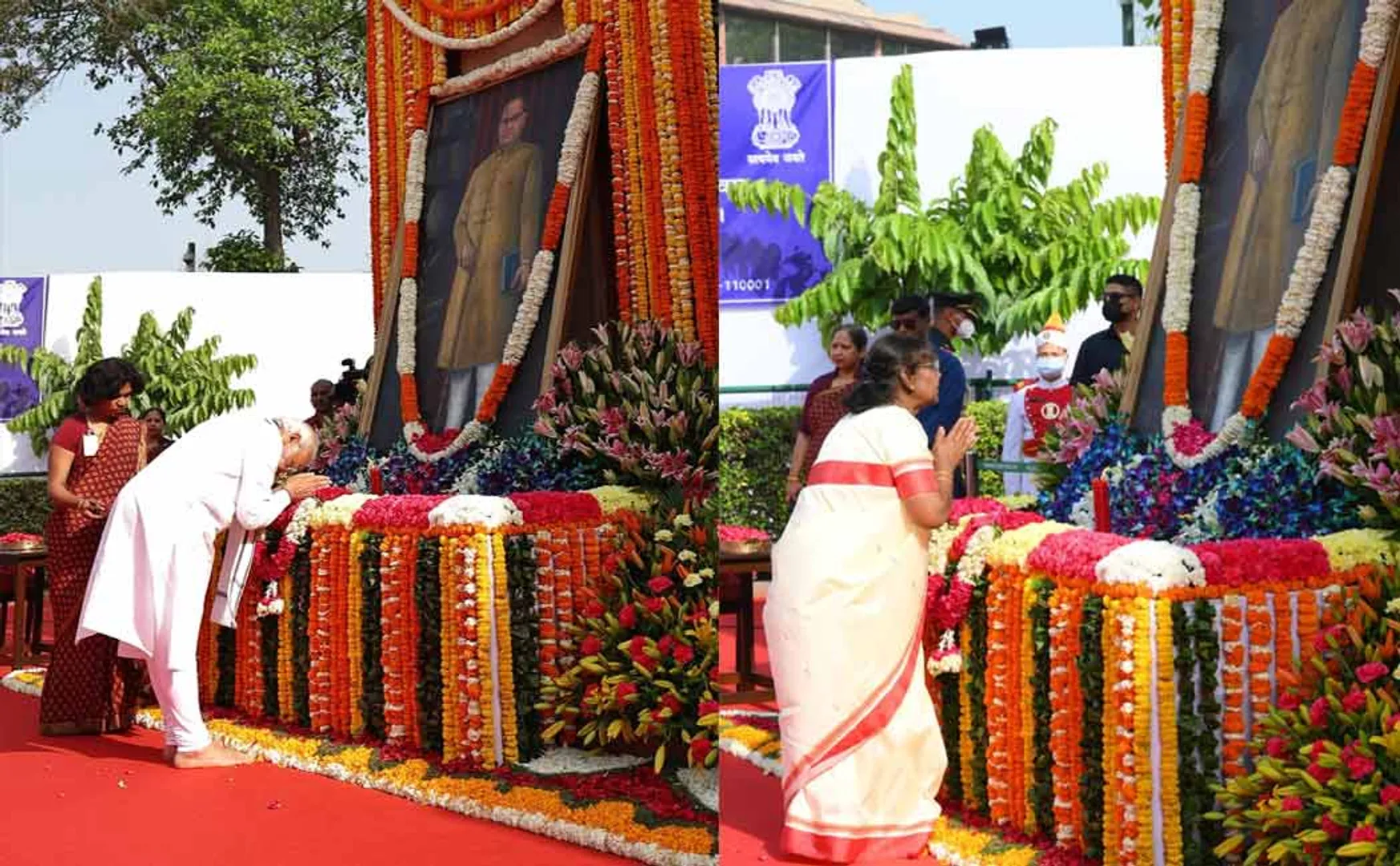 Prime Minister, President Tribute to  Ambedkar statue
