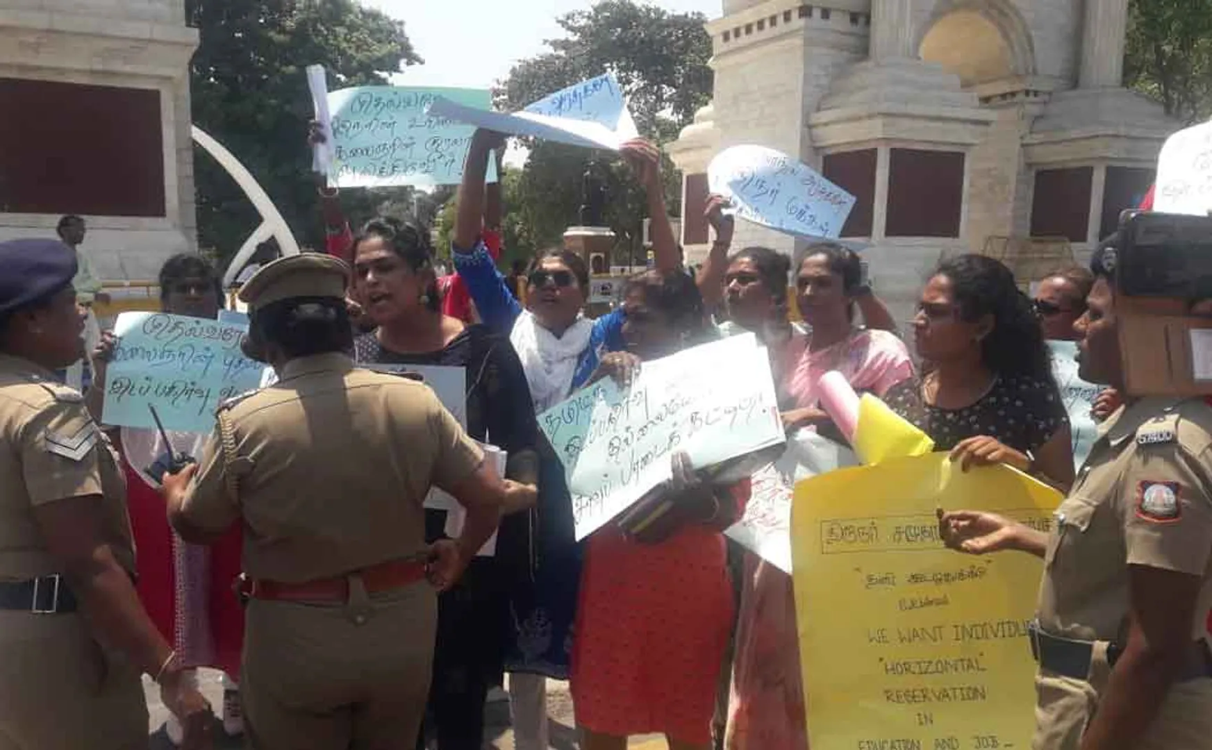 Demonstration demanding  reservation for transgenders