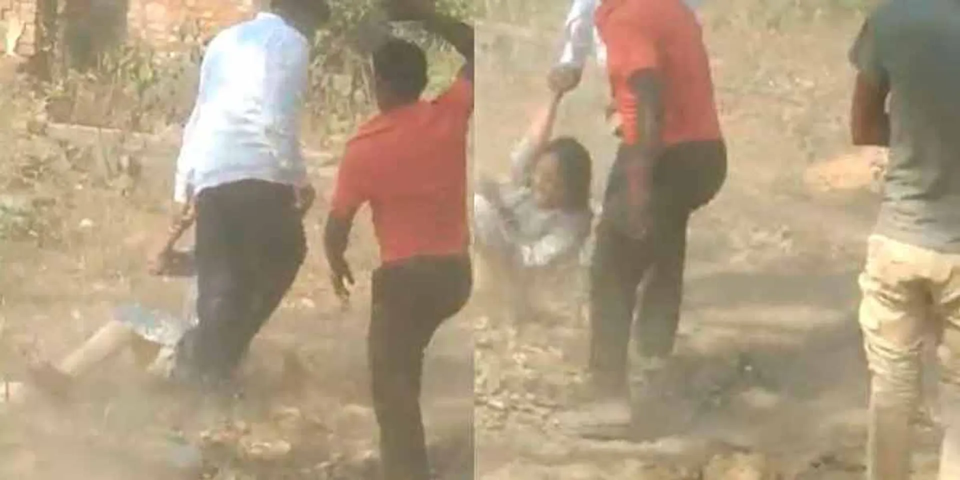 Brutal attack on female officer who had caught sand theft; A viral video