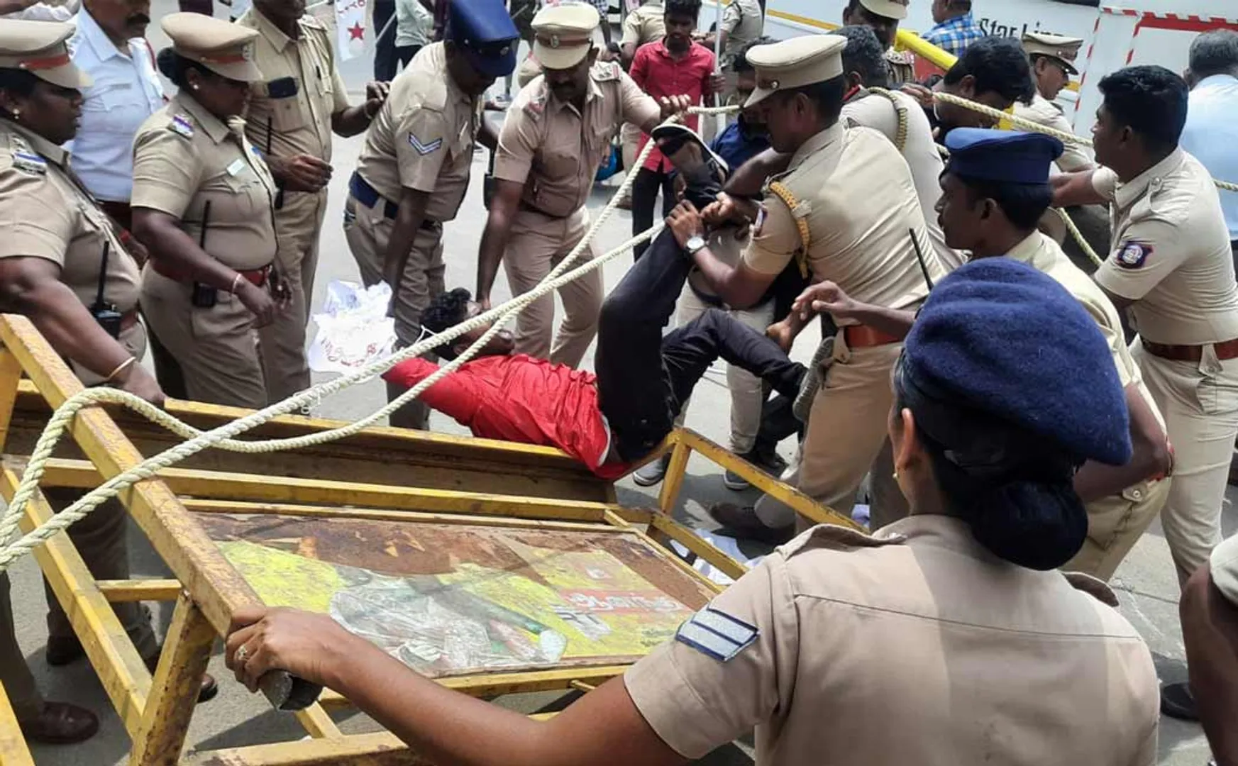 struggle against police who strip-searched a Tanjore student from his graduation ceremony