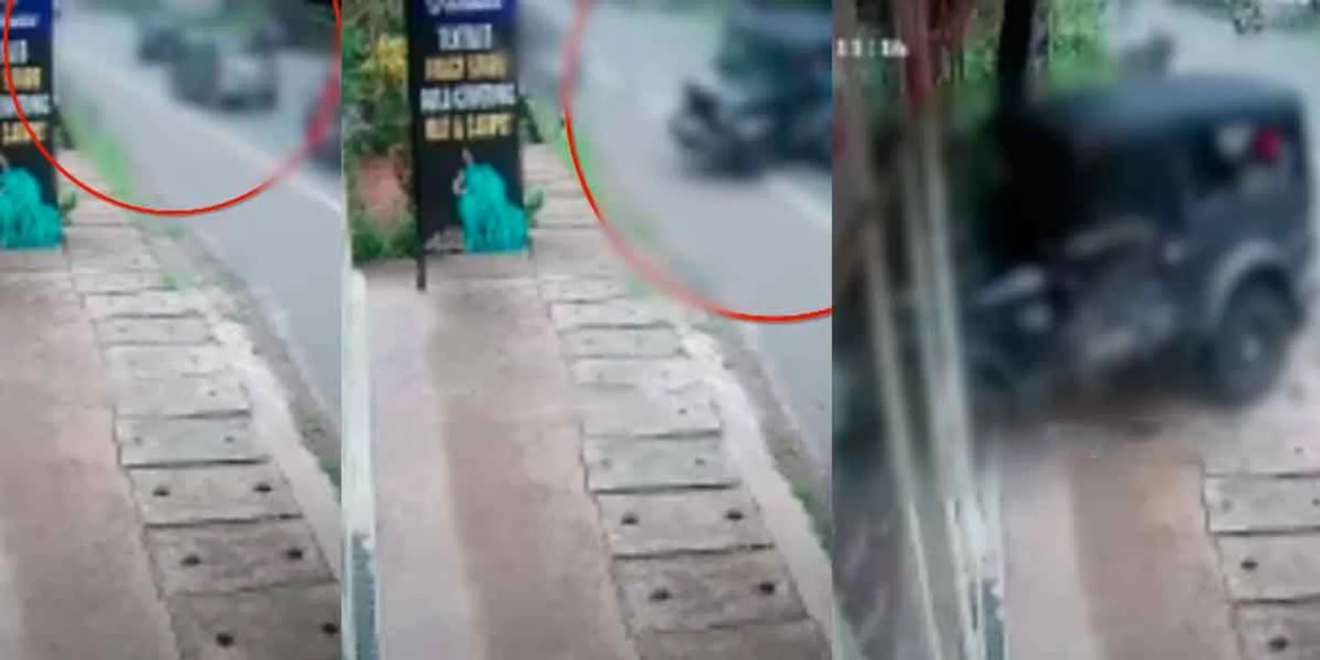 Jeep rammed three vehicles into the shop; Exciting CCTV footage