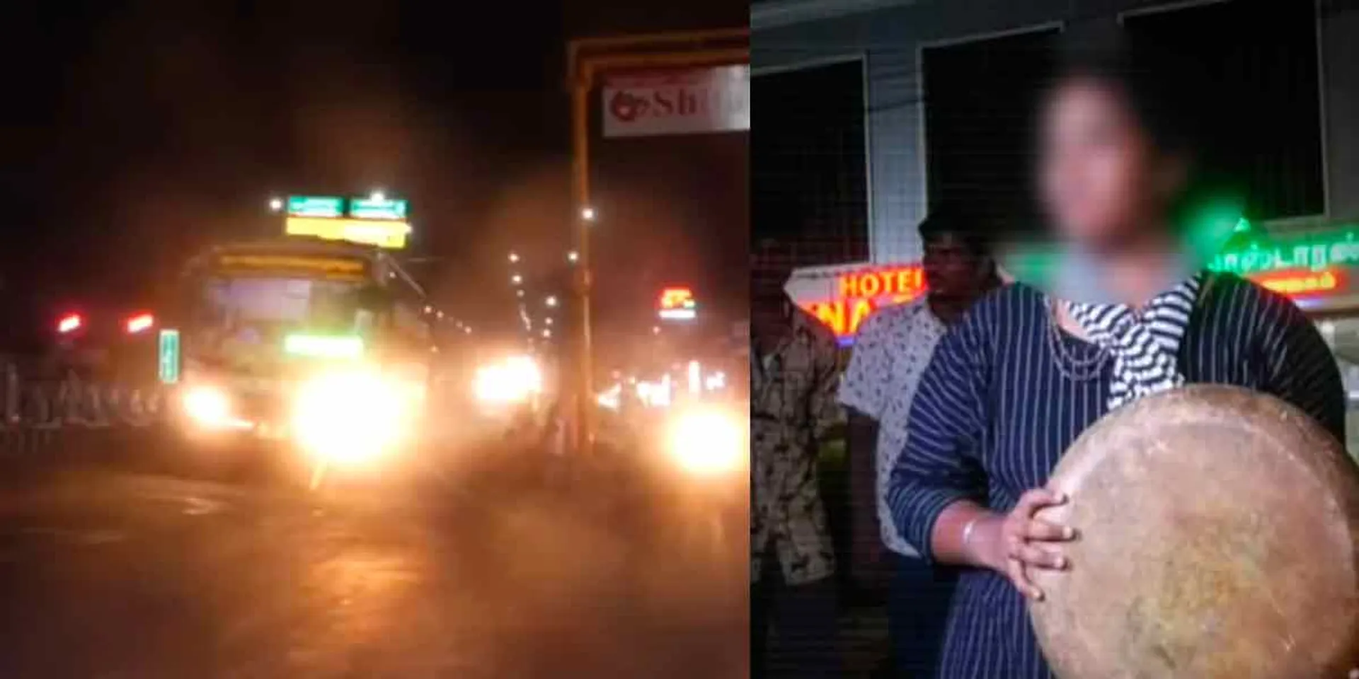 The conductor who boarded the bus with a drum instrument dropped the stone student halfway