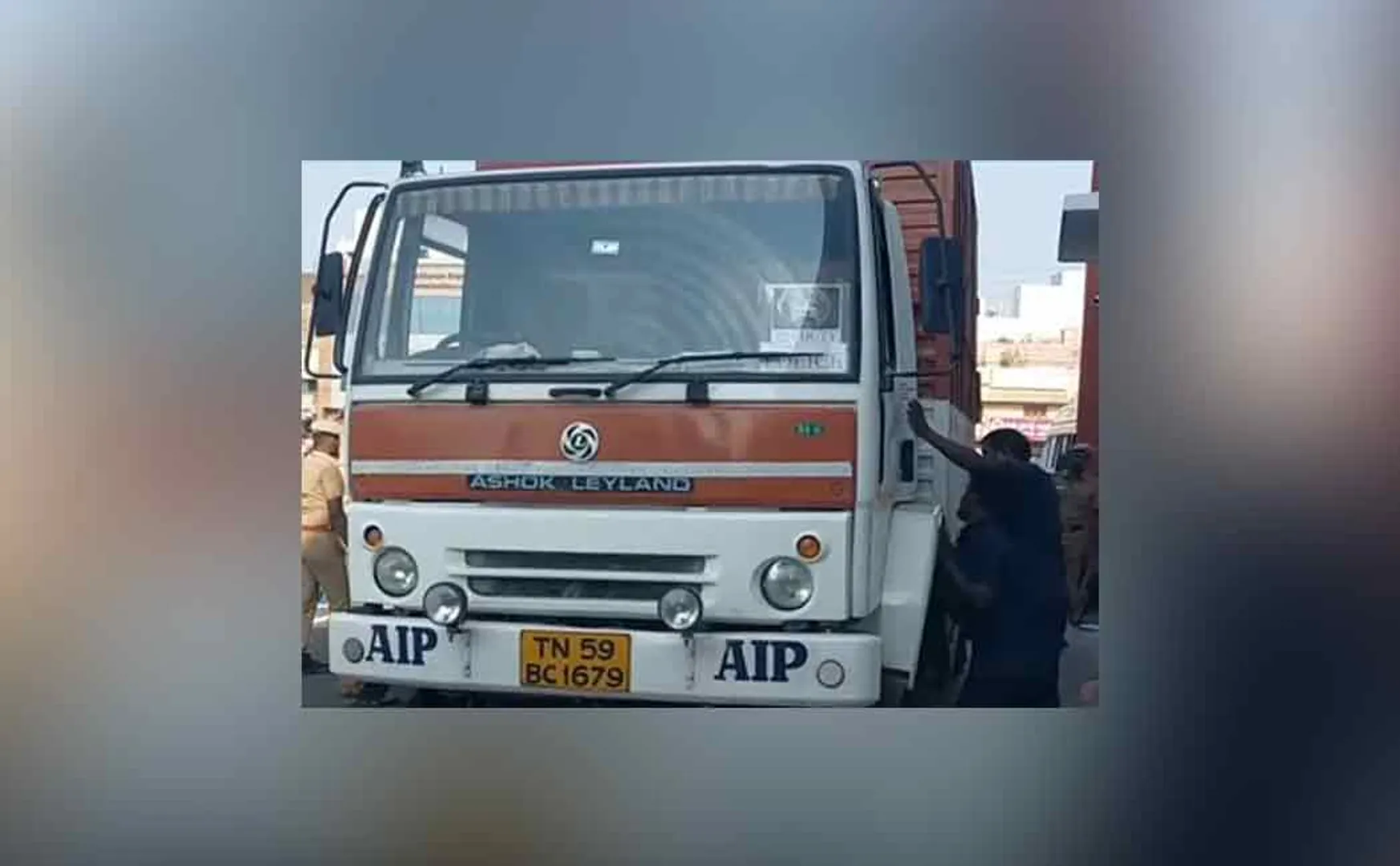 Repairing truck with  police protection!