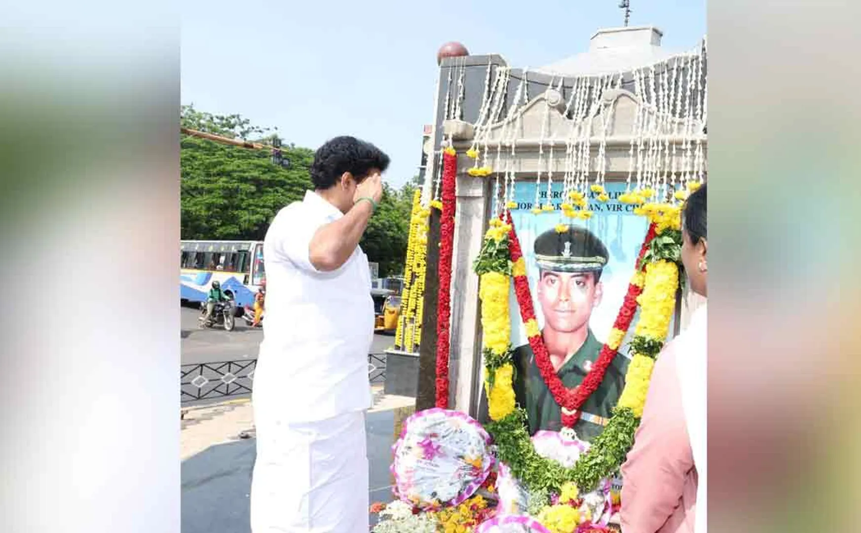 trichy major saravanan anniversary pay tribute minister anbil mahesh poyyamozhi 