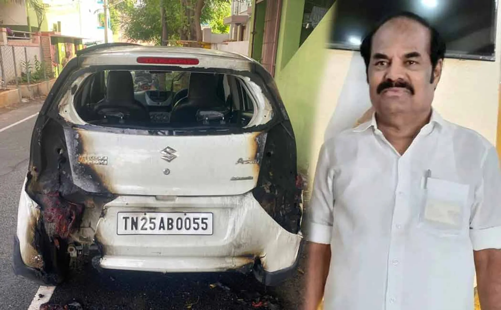 DMK former district deputy secretary car burnt