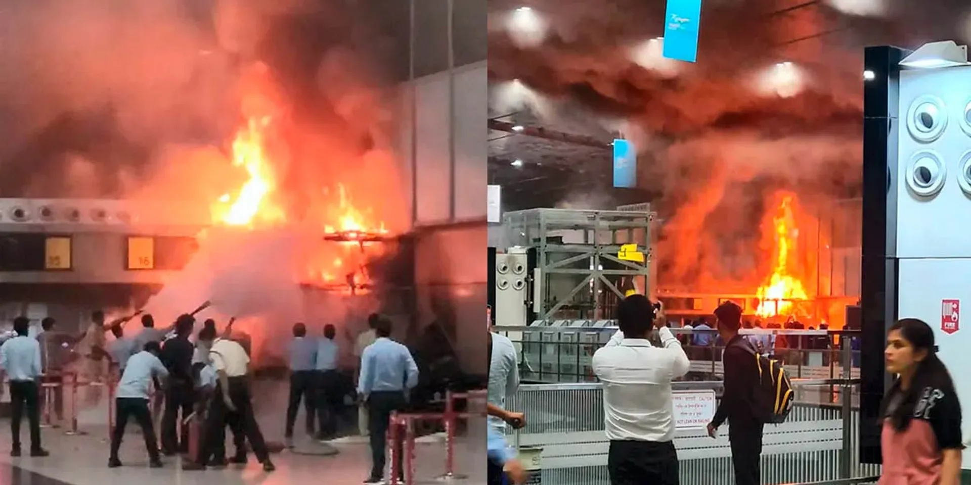 A fire at the airport; Passengers suffocated by smoke