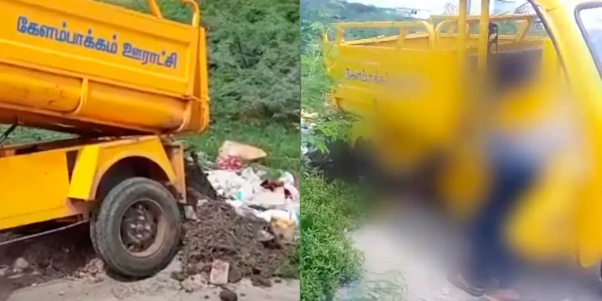 Worker getting head stuck in hydraulic part of dumper's battery vehicle;incident in kelampakkam