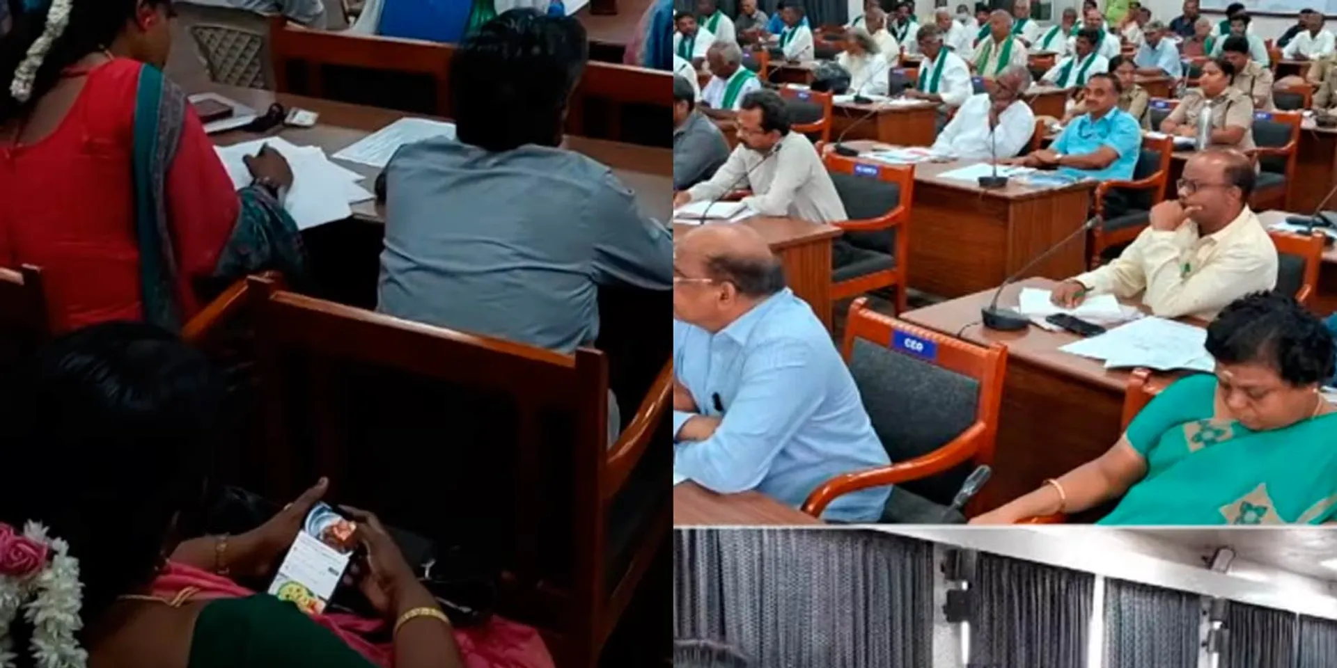 Officials watched the recipe video at the Farmers Grievance Meeting