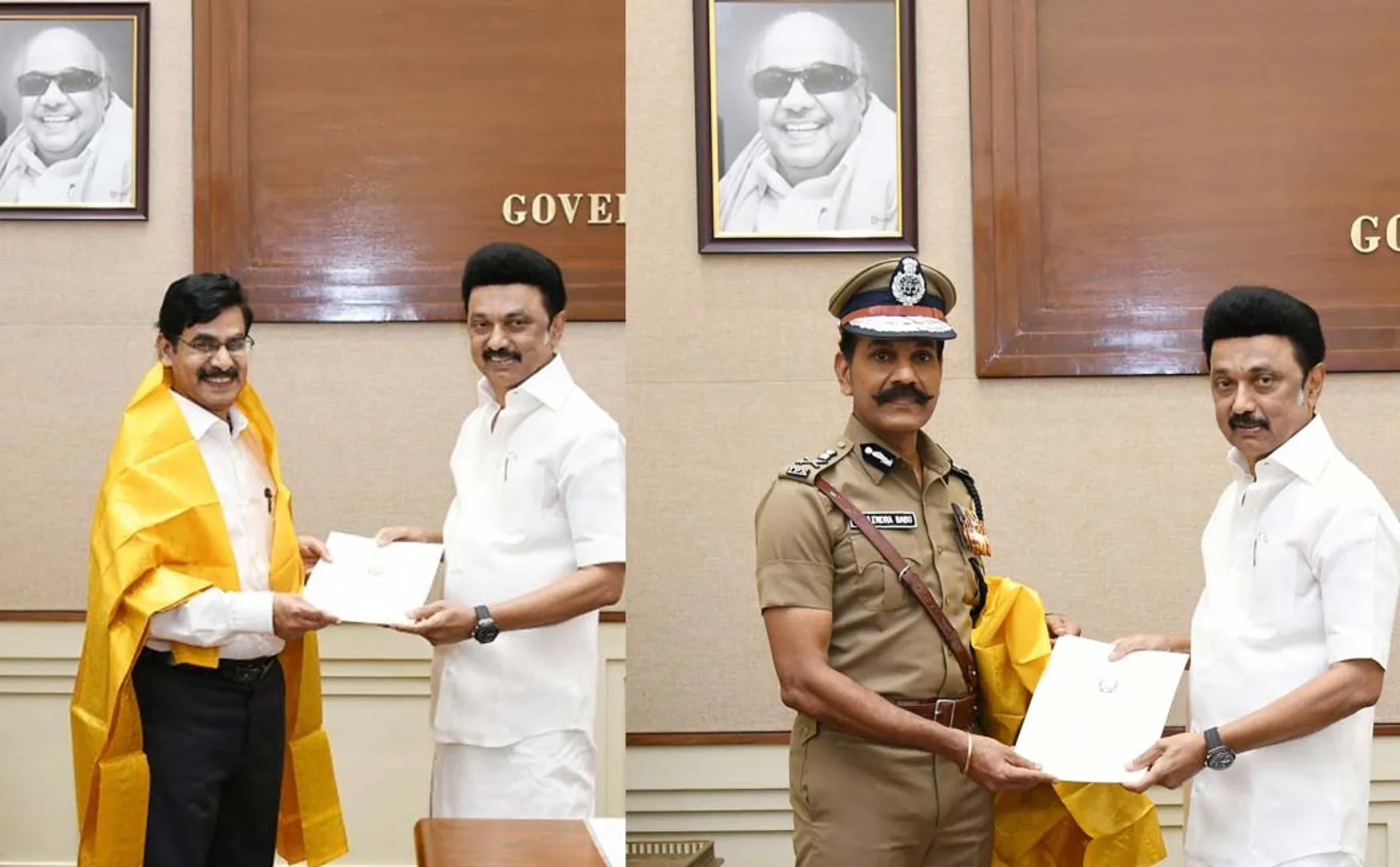 retired chief secretary and  police dgp cm mk stalin congrats