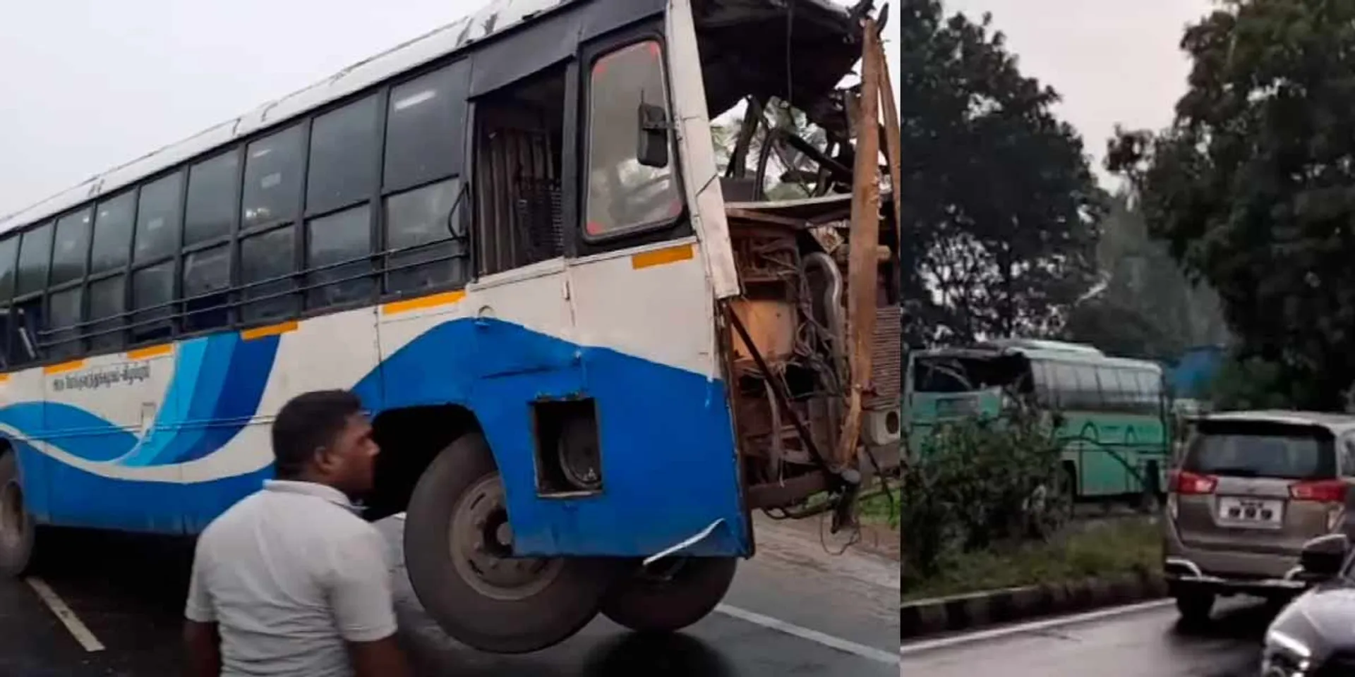 Accidents involving government buses; One person was killed