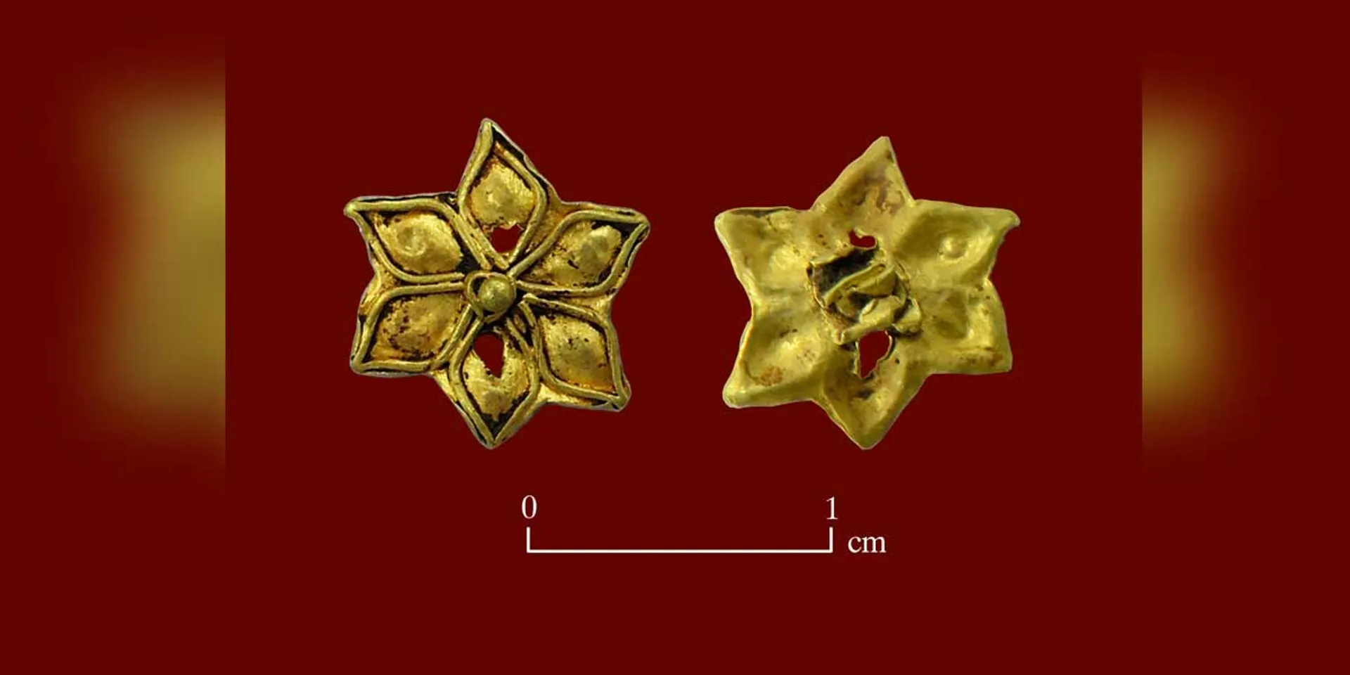 A gold nosepiece found in Porpanaikottai excavation, along with