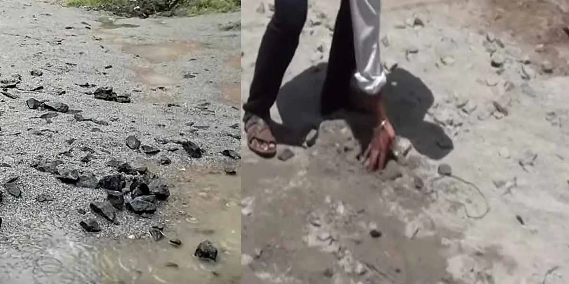  A road worth Rs 6 lakh was washed away after half an hour of rain; Public charges