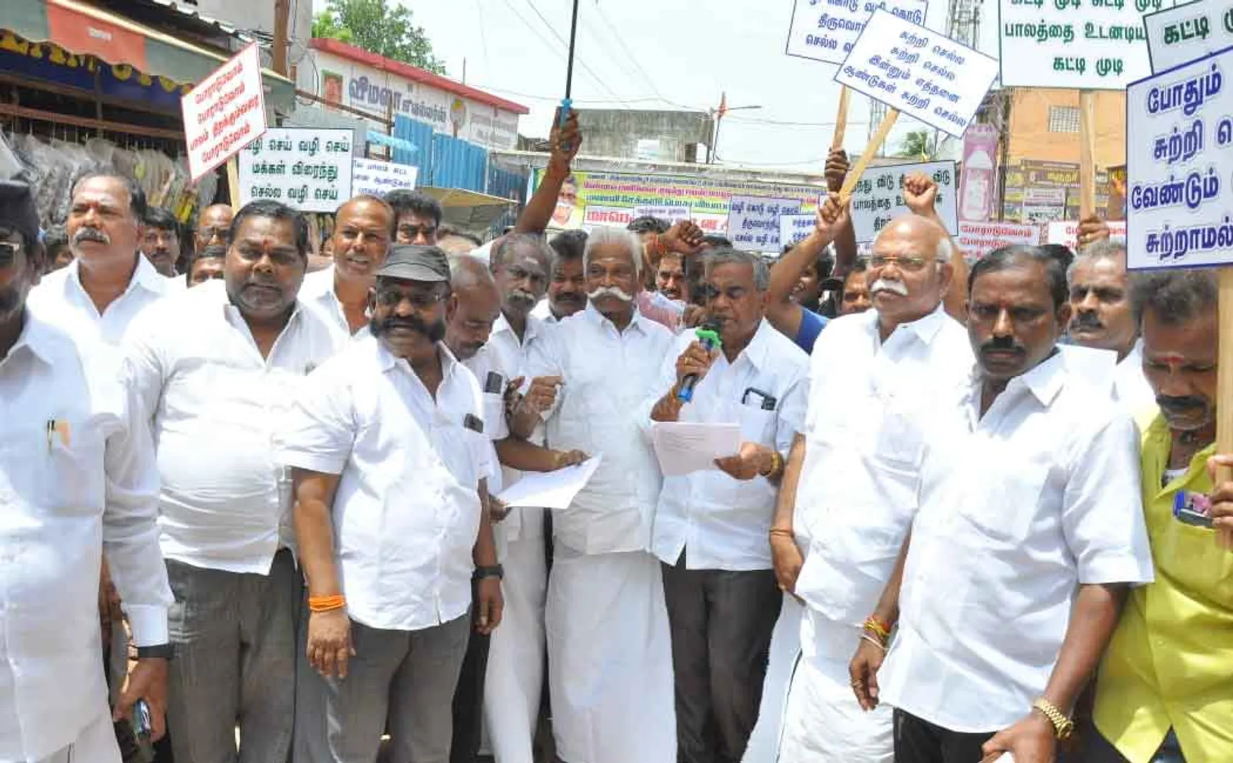 Demonstration demanding completion of flyover  