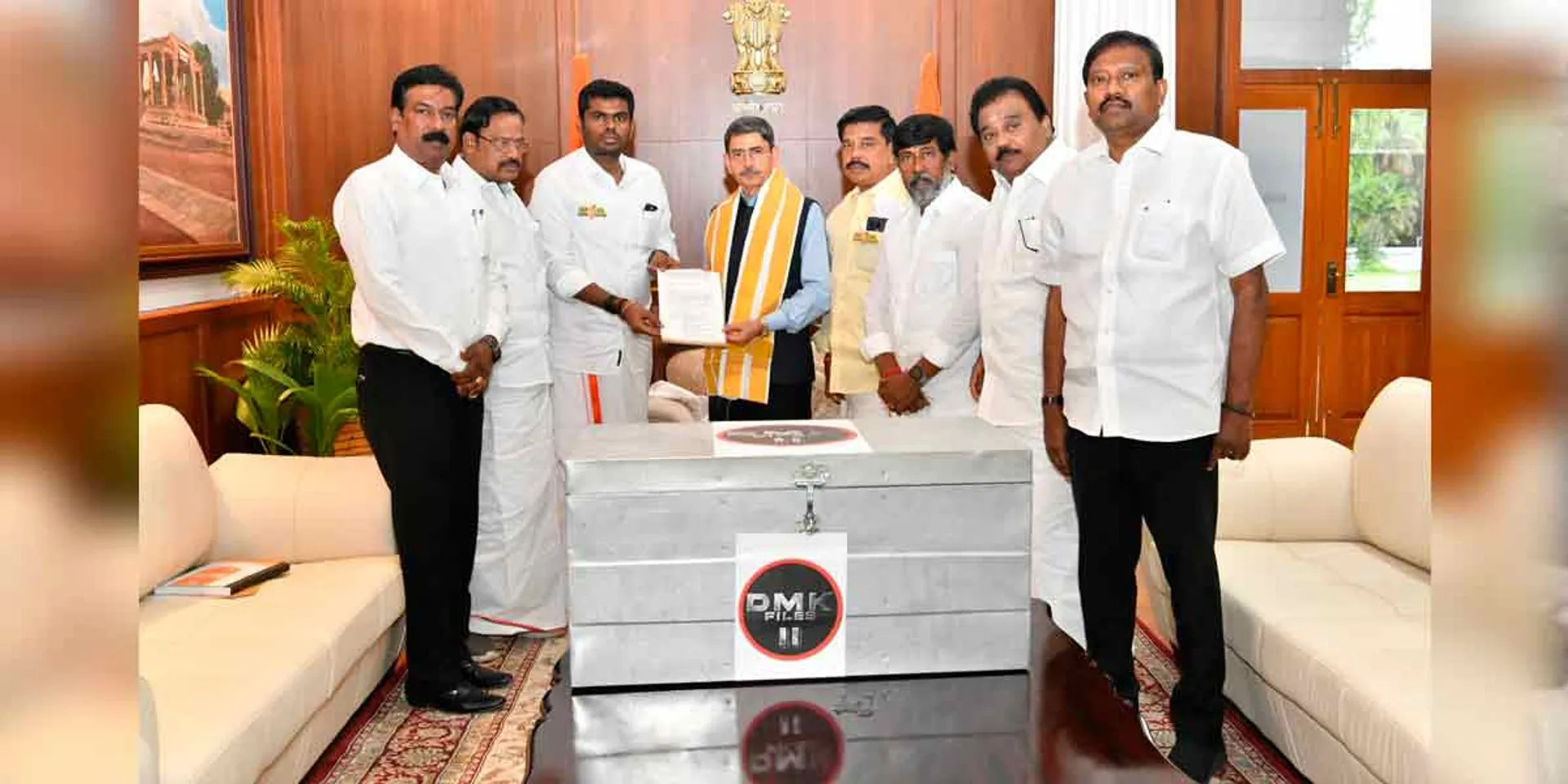 Annamalai who reported to the Tamil Nadu Governor with a trunk box