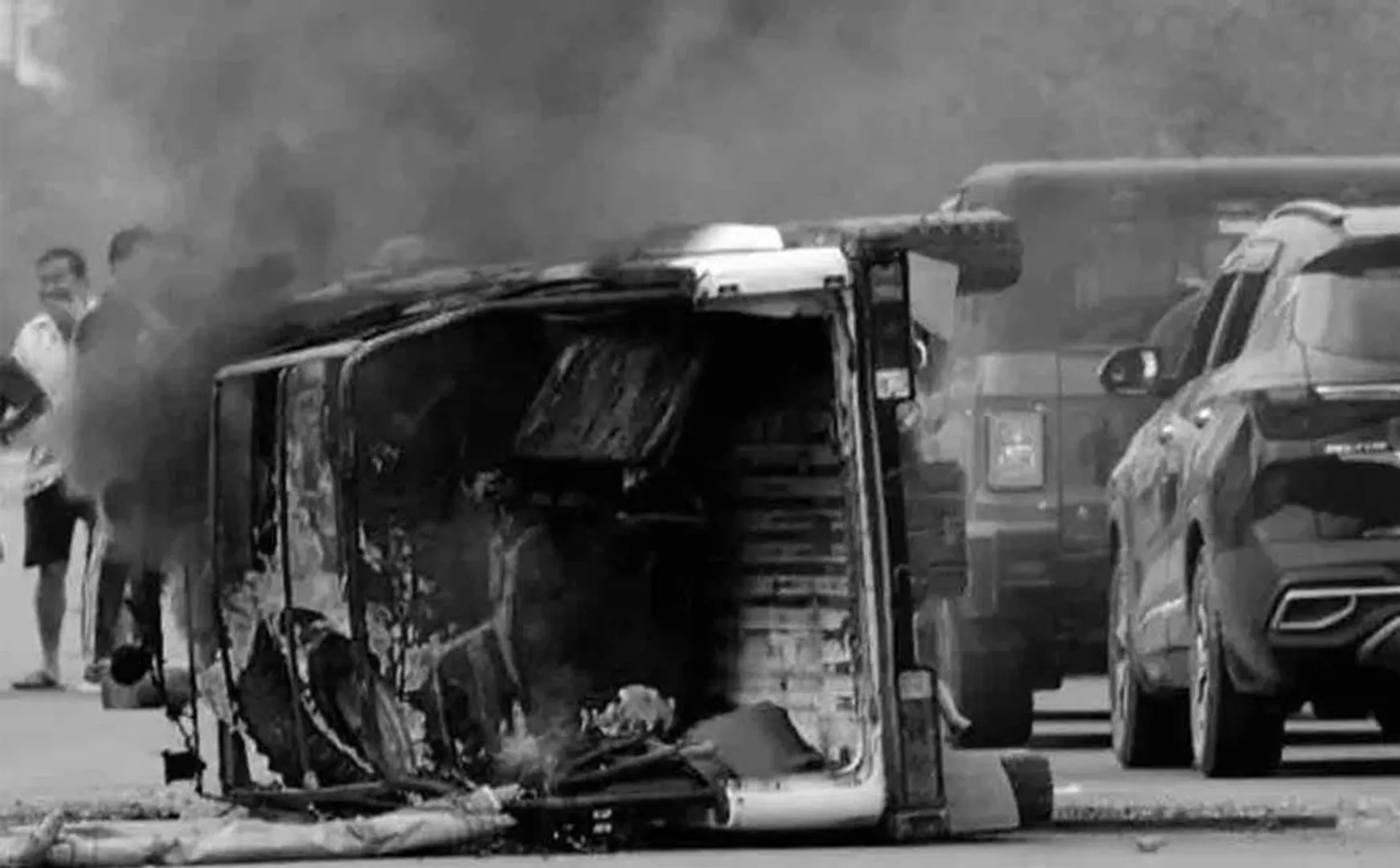 Security forces vehicle set on fire in Manipur
