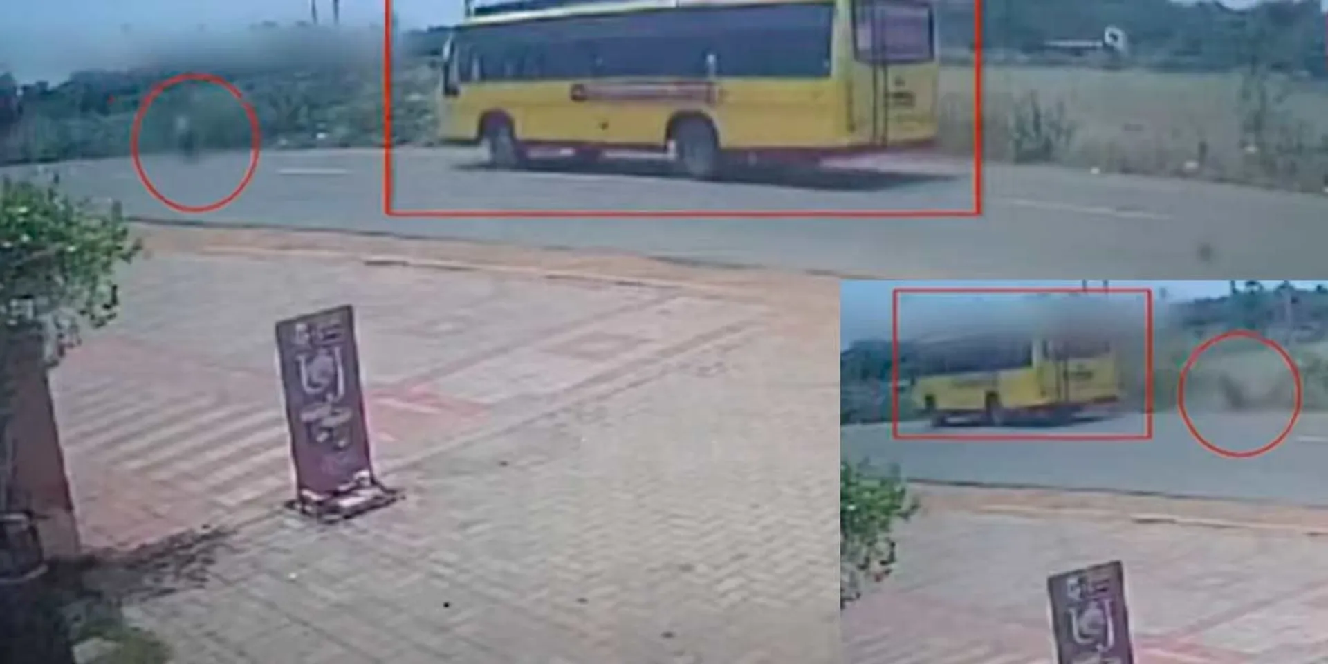 A college bus lost control; CCTV footage