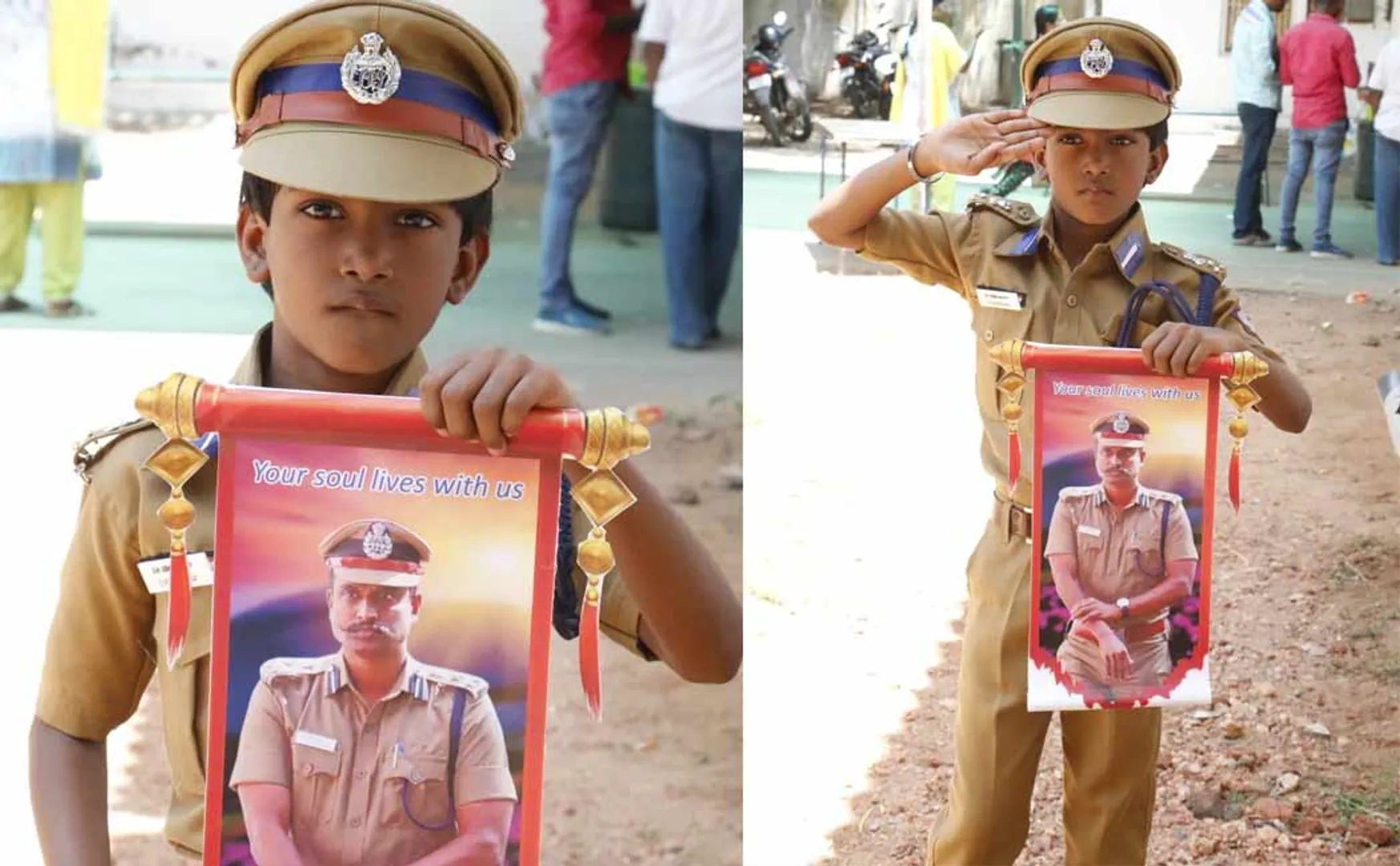 student dressed up as the late DIG Vijaykumar in the costume contest
