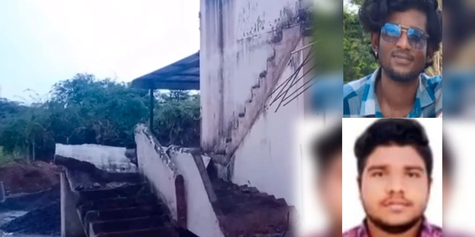 Staircase wall collapses on students sheltering from rain; Two people lost their live