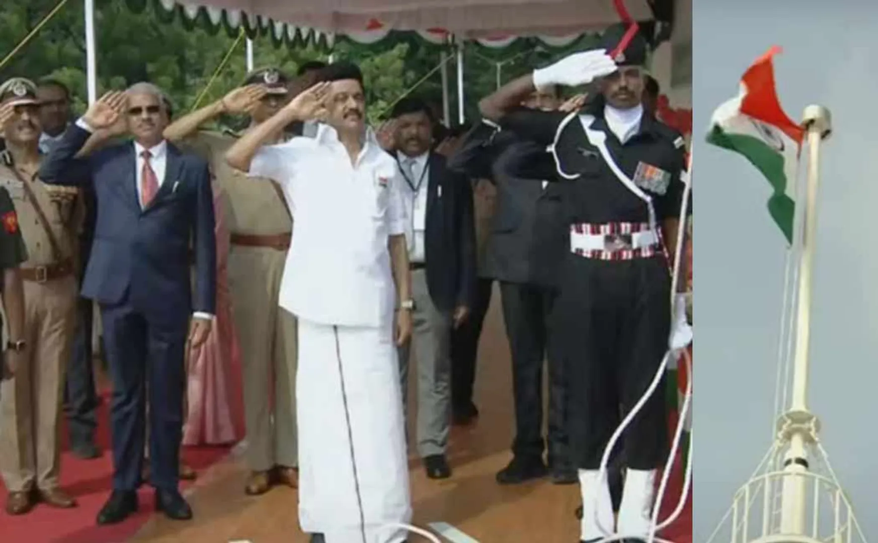 Chief Minister M. K. Stalin hoisted the national flag on the fort