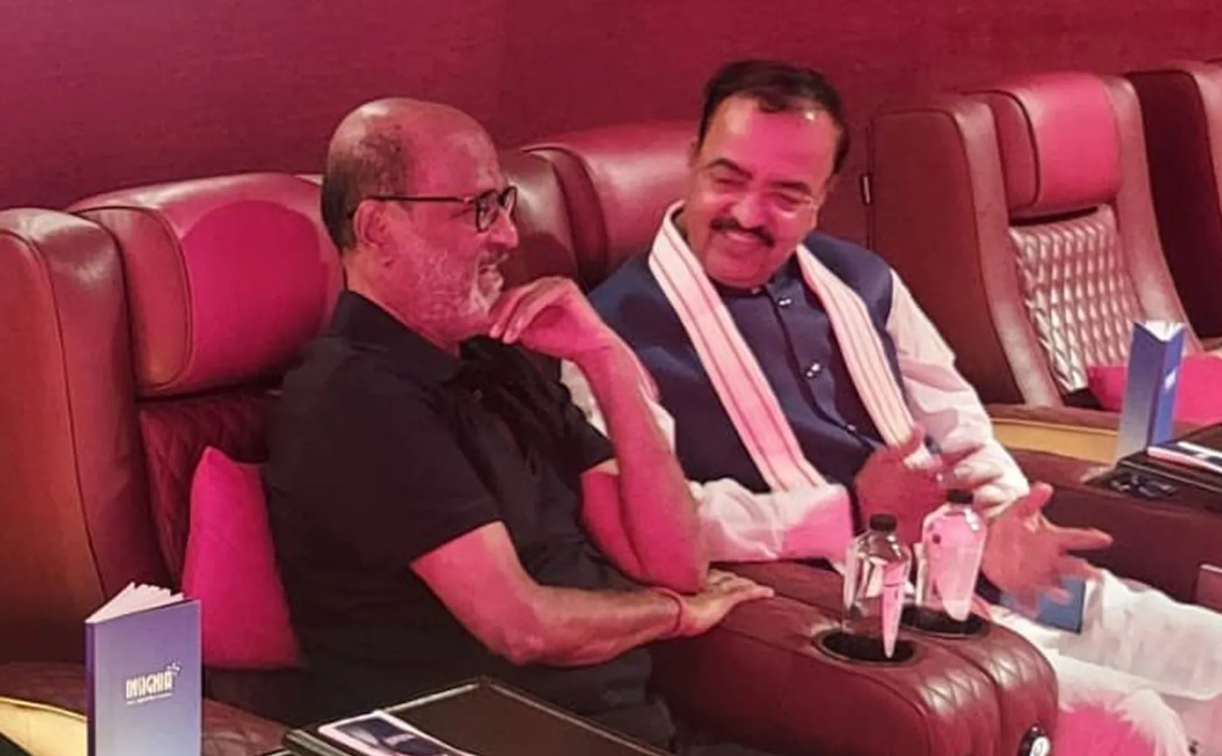 rajini watch jailer movie with up deputy chief minister 