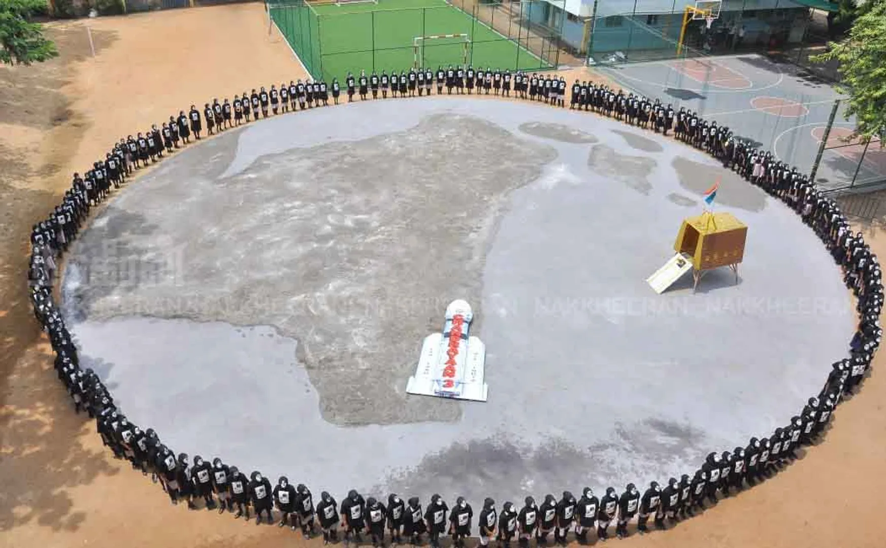 School students celebrating Chandrayaan  