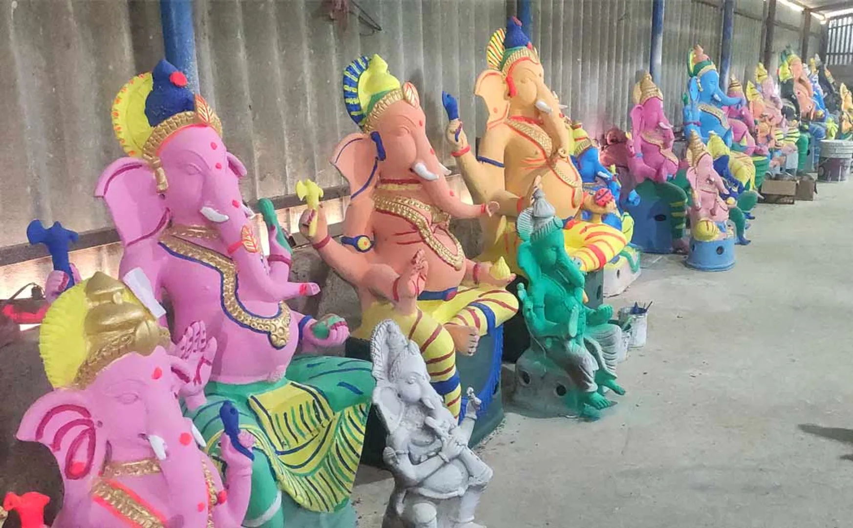 Clay idols of Ganesha ready for Ganesh Chaturthi..
