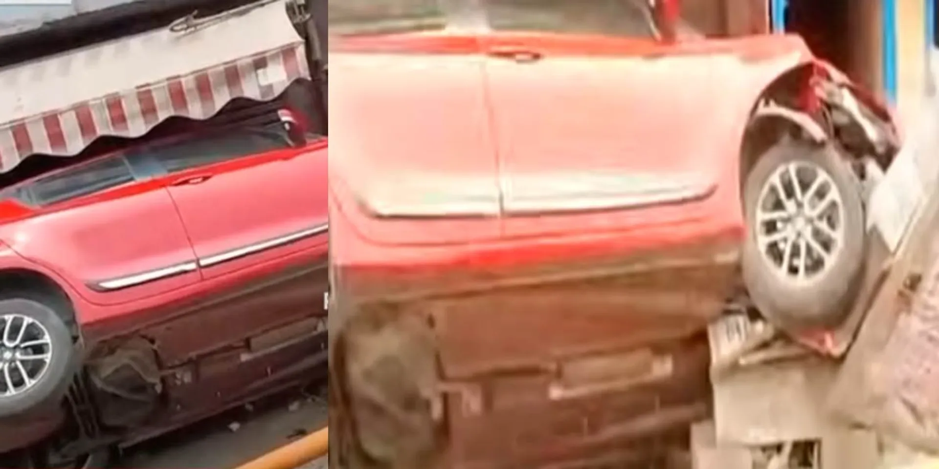 The car lost control and crashed into the shop