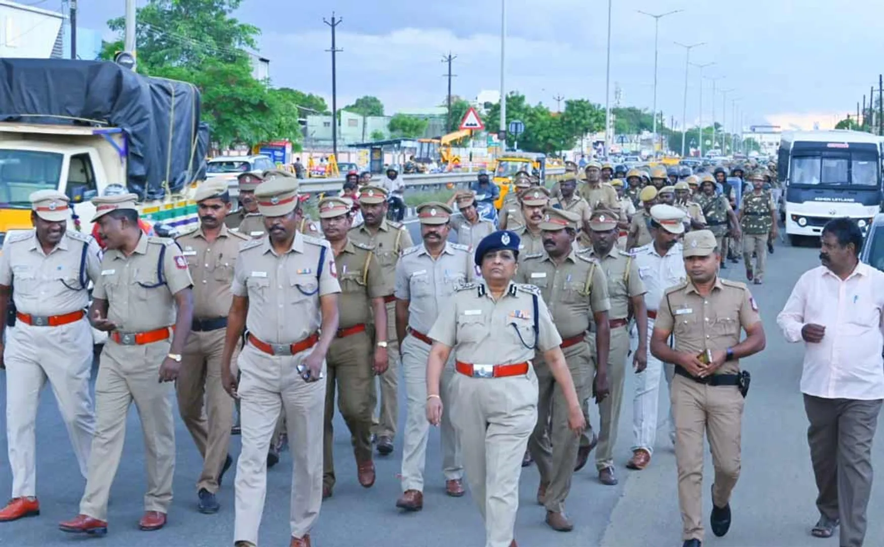 Police flag parade on the occasion of Ganesha idol procession