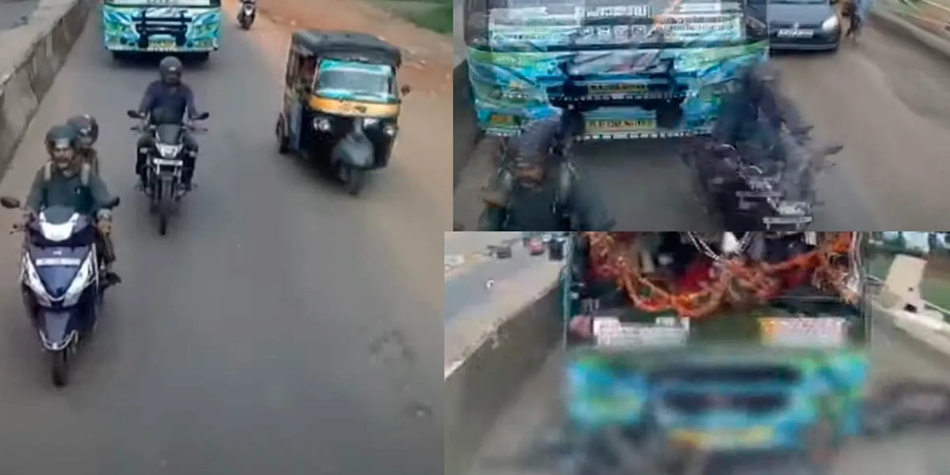  Private bus rammed into two-wheelers; Disturbing CCTV footage