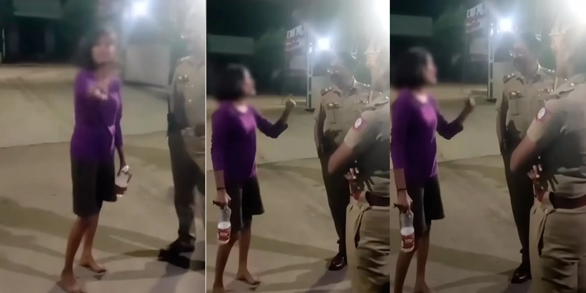 Drunk attack on female policeman; The girl was arrested