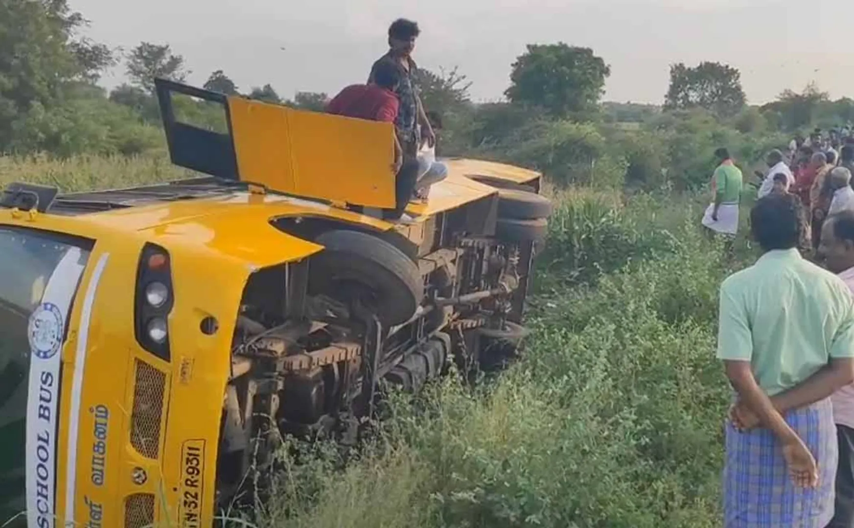 School bus overturned iccident 30 children injured