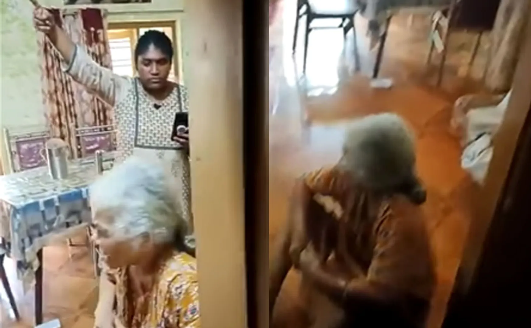 daughter-in-law beating mother-in-law; A shocking scene