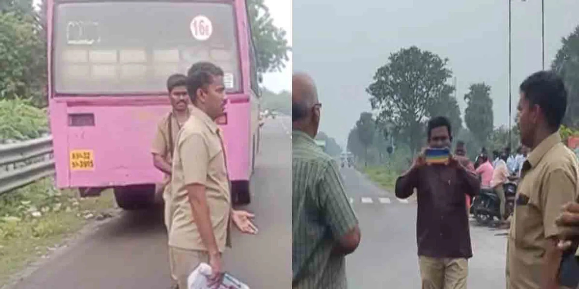 'Gear change therialanga' - temporary bus driver stopped in the middle of the road