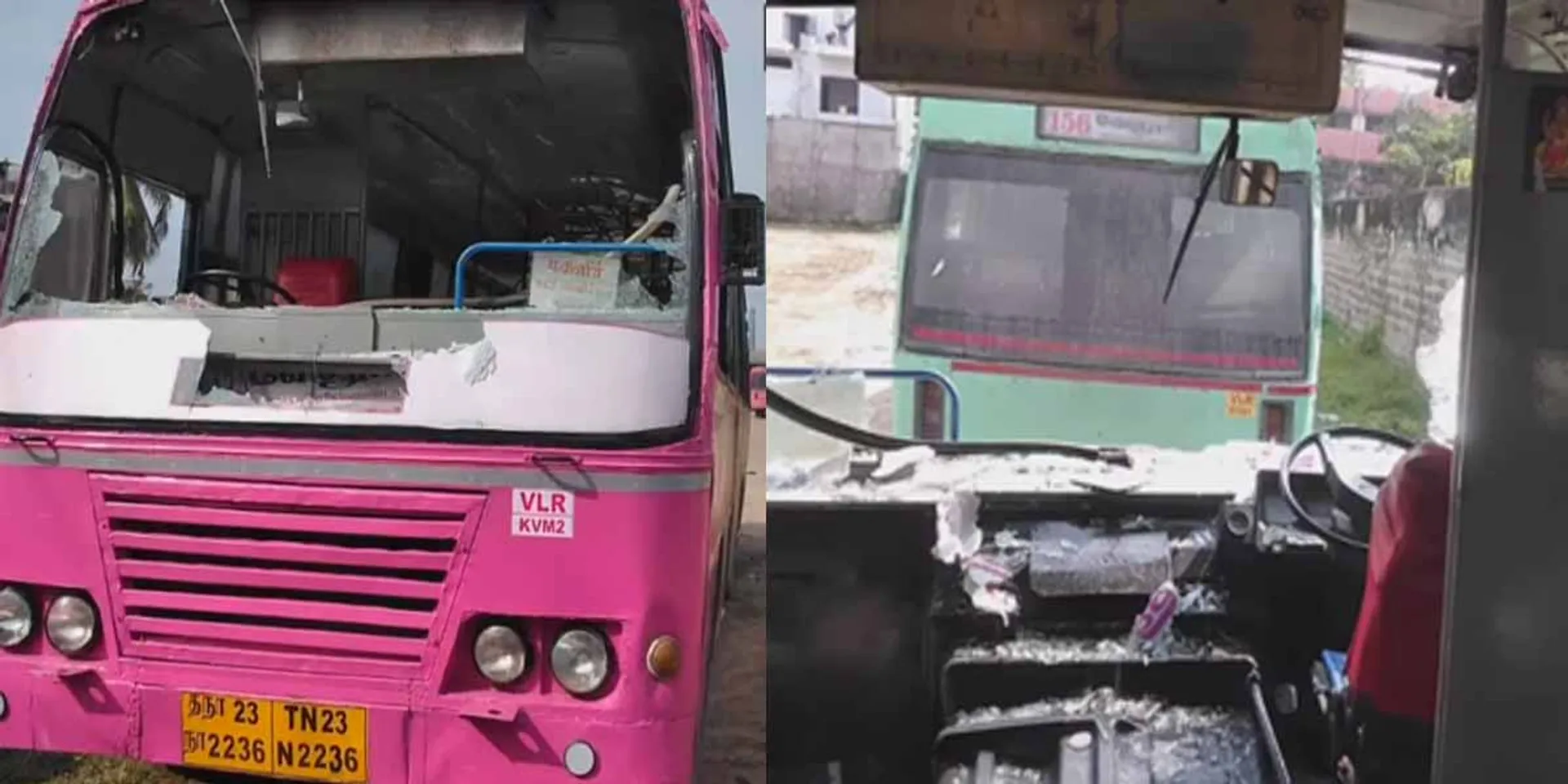 Bus window breaking; emotion in Vellore