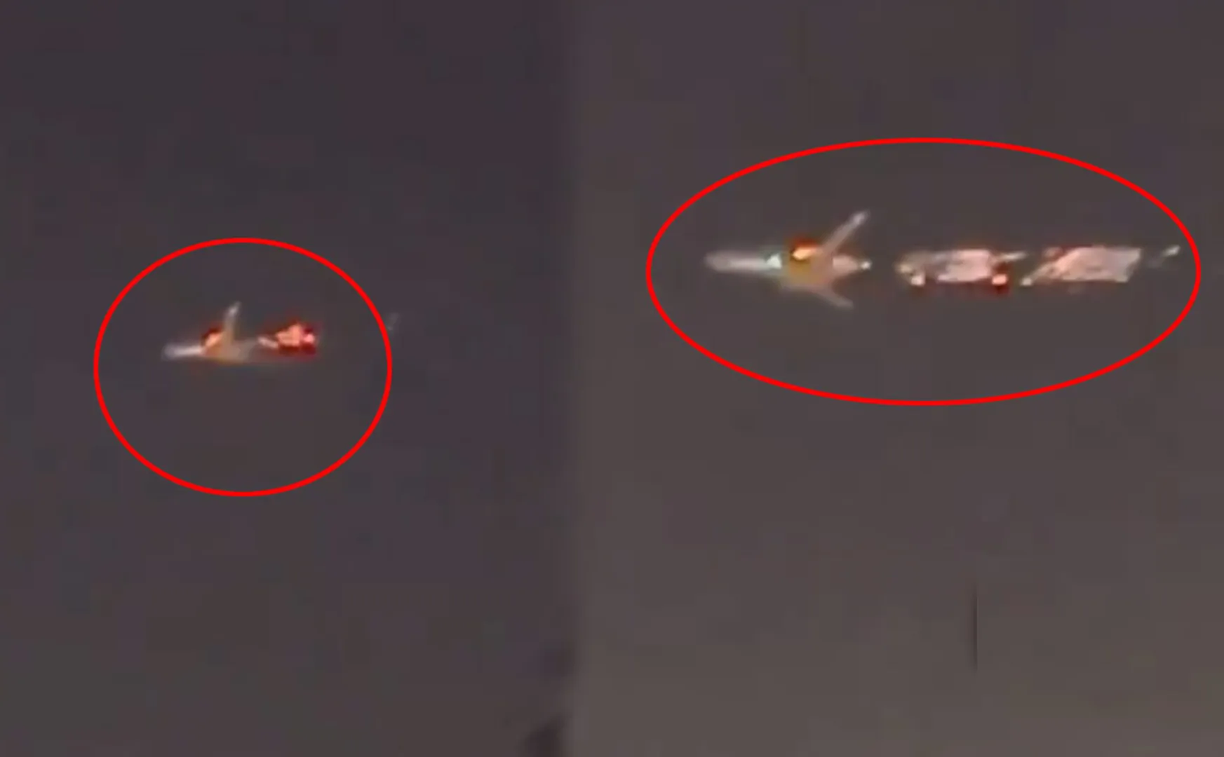 American plane caught fire in mid-air