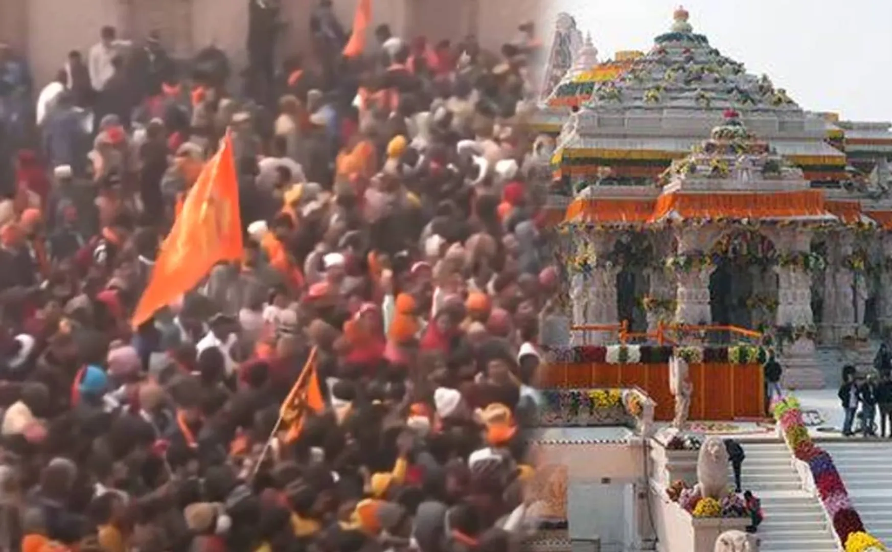 Lakhs of devotees thronged the Ayodhya Ram temple at once