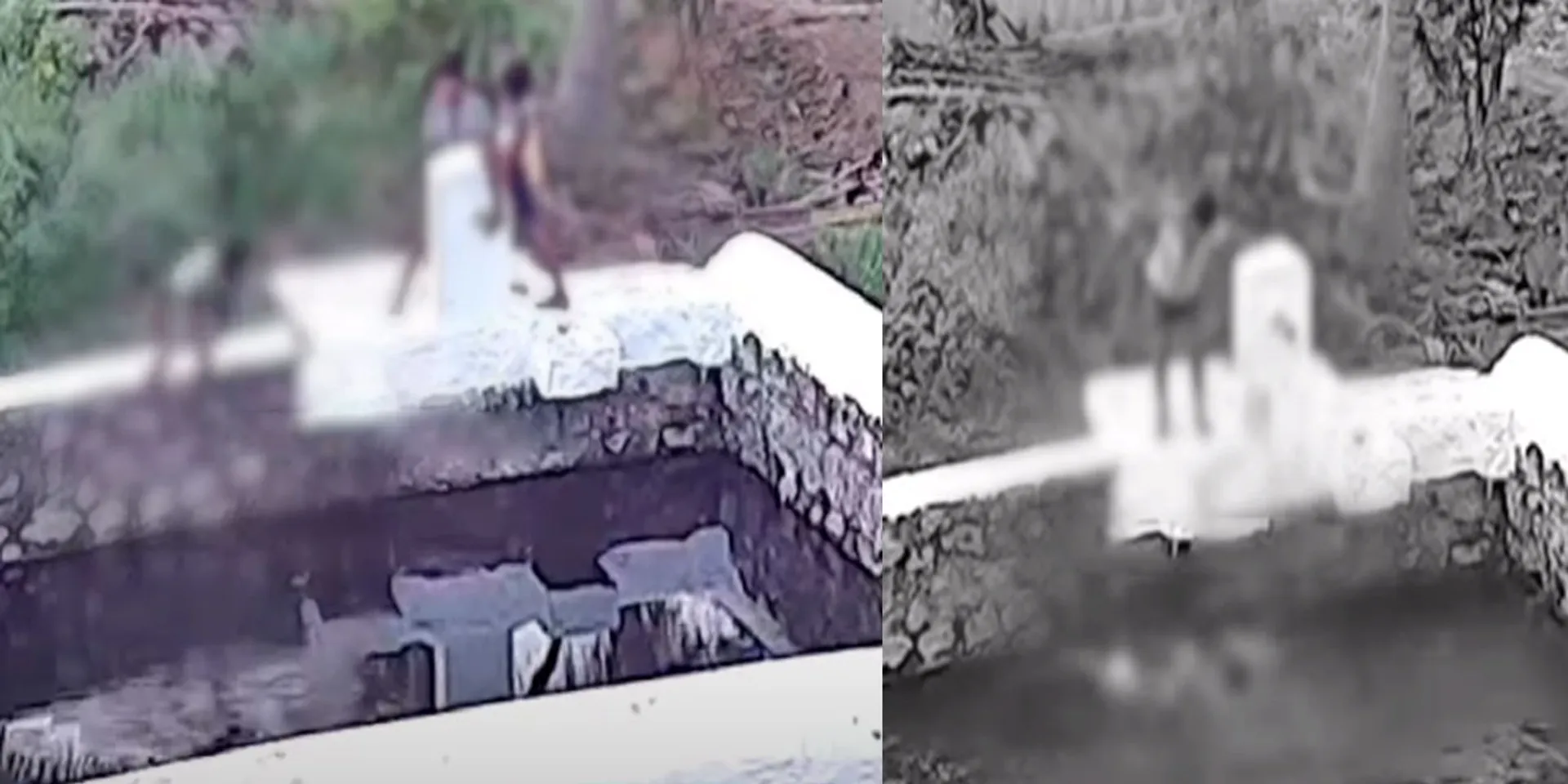 A boy who tripped and fell into a well; Shocking CCTV footage