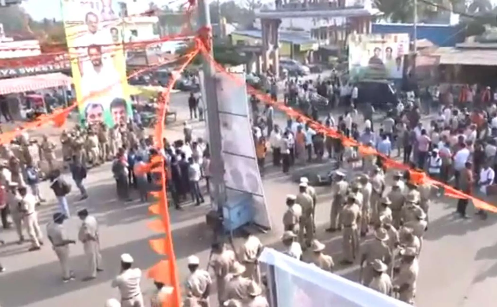 Karnataka in tension on Removal of Hanuman flag